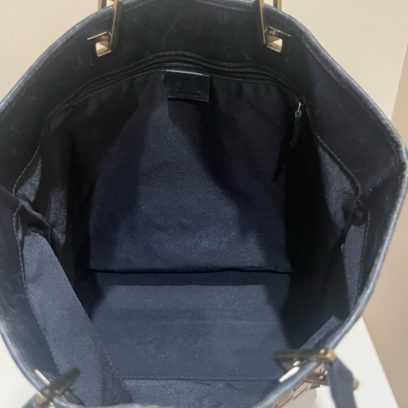 Gucci Shoulder Tote Bag Black/Grey GG Canvas - Picture 7 of 9